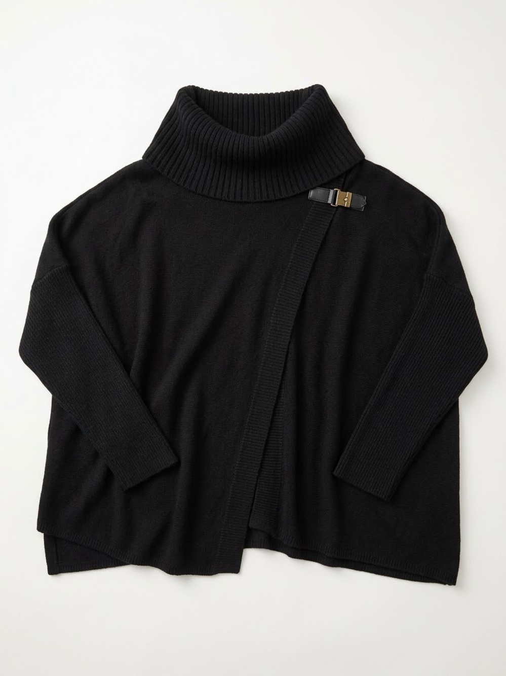 Calvin Klein Black Cowl Neck Sweater with Buckle Detail